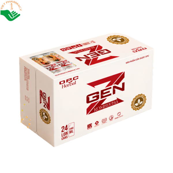 Nước uống thảo mộc lên men GEN Z KOMBUCHA OPC HERBAL hỗ trợ thanh nhiệt, tiêu hóa (Hộp 6 lon)