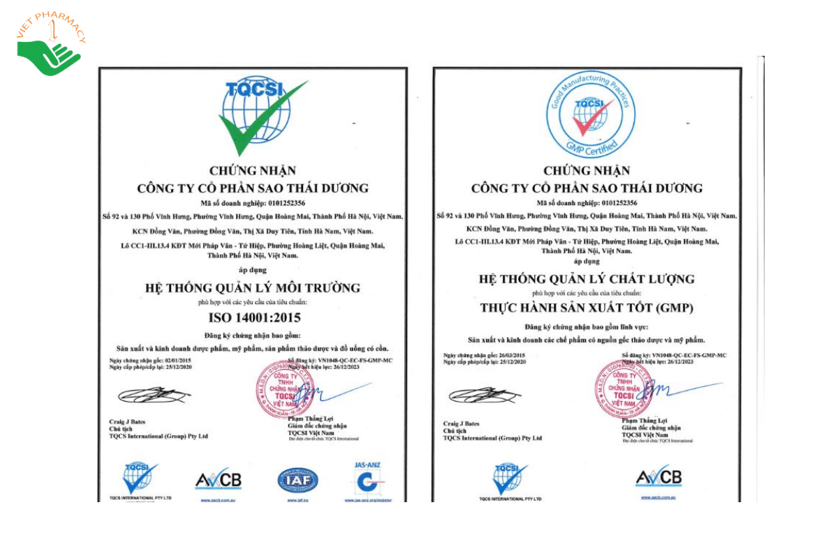Nhà máy sản xuất đạt chuẩn quốc tế GMP của WHO của Sao Thái Dương