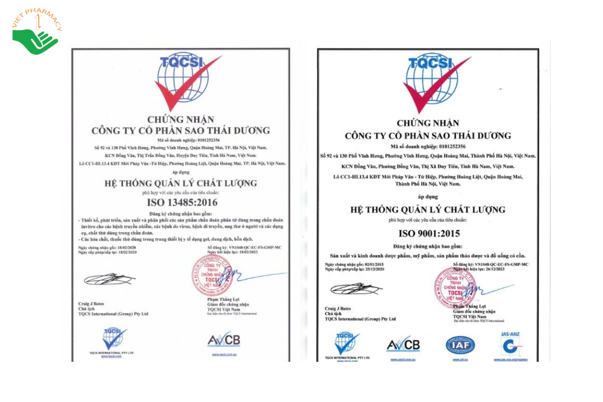 Nhà máy đáp ứng tiêu chuẩn ISO 22000: 2018 dành cho cả dược phẩm và mỹ phẩm của Sao Thái Dương