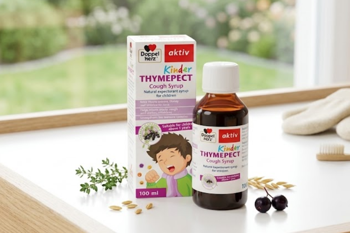 Siro TPBVSK Kinder Thymepect hỗ trợ giảm ho có đờm (Hộp 1 lọ 100ml)