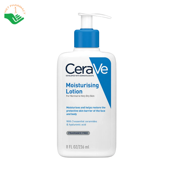 Sữa dưỡng ẩm CeraVe Moisturising Lotion cấp ẩm 24 giờ, hỗ trợ phục hồi hàng rào bảo vệ da (Chai 236ml)