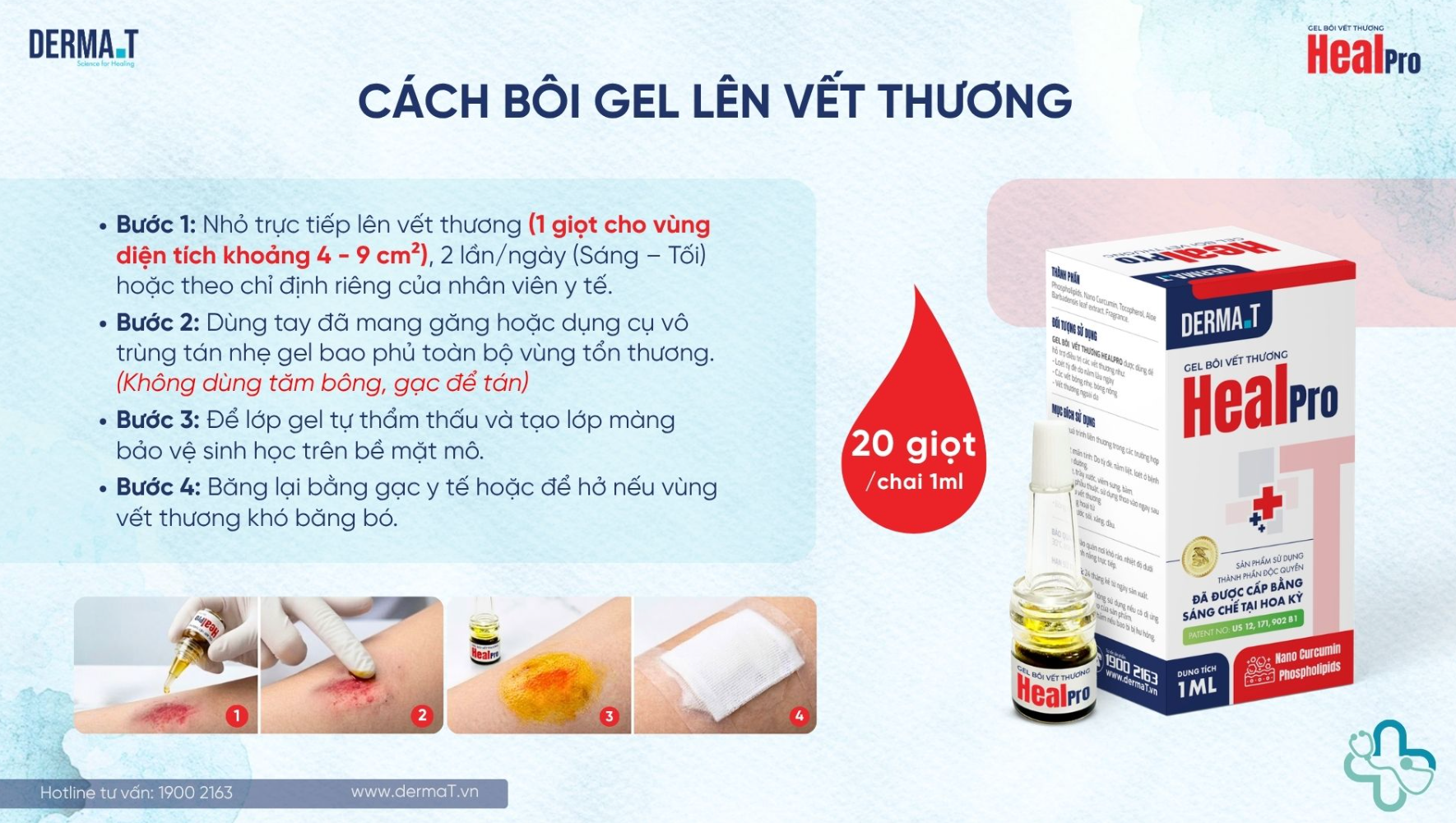 Cách bôi gel Derma.T HealPro lên vết thương