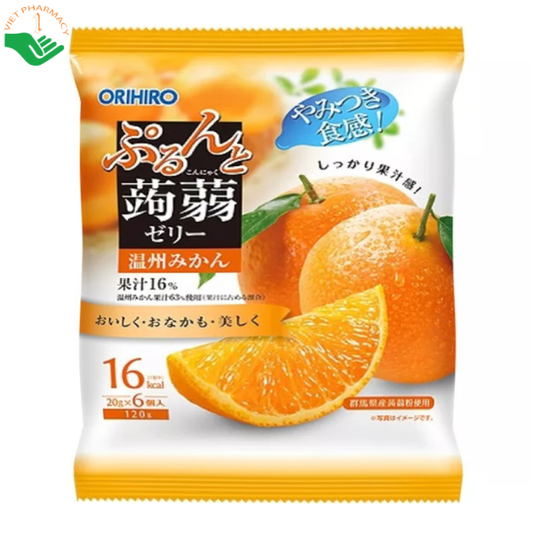 Thạch Cam Orihiro bổ xung chất xơ và vitamin (Túi 6 gói)