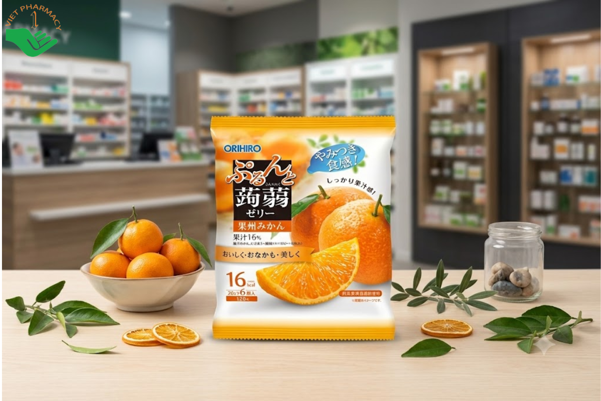 Thạch Cam Orihiro bổ xung chất xơ và vitamin (Túi 6 gói)