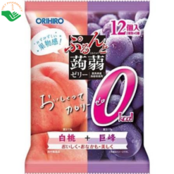 Thạch trái cây vị đào và nho tím Orihiro (túi 12 gói)