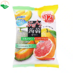 Thạch trái cây vị dưa lưới và bưởi hồng Orihiro (túi 12 gói)