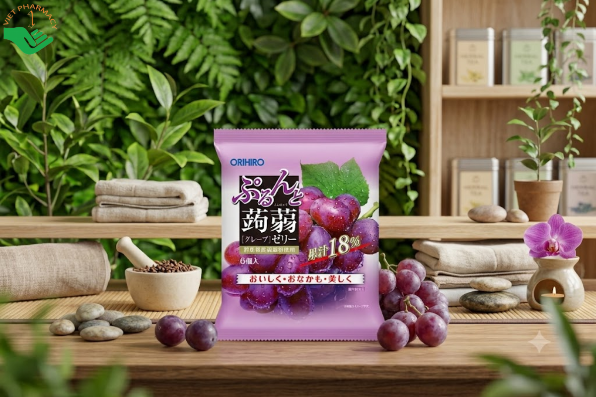 Thạch trái cây vị nho tím Orihiro (túi 6 gói)