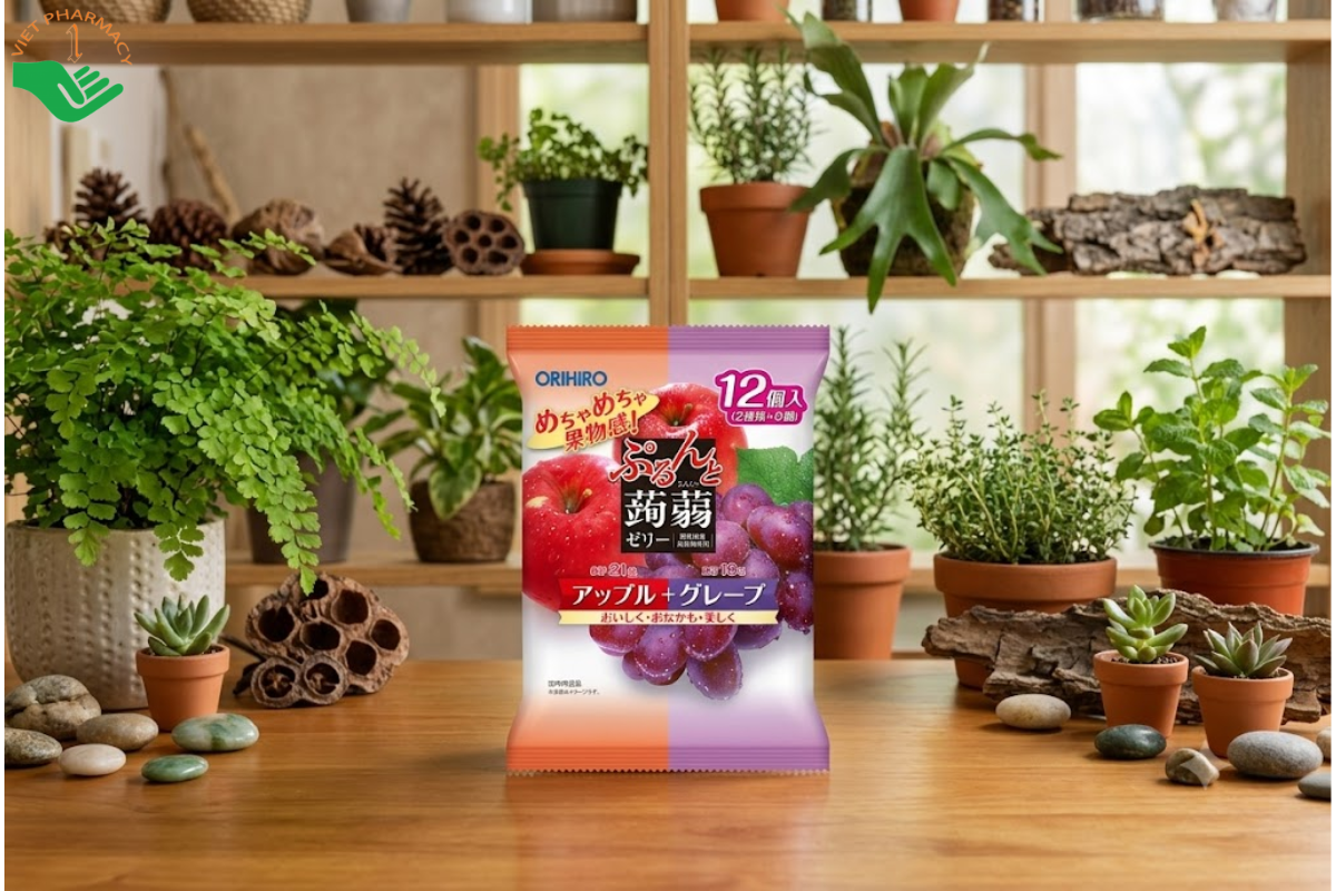 Thạch trái cây vị táo và nho Orihiro (túi 12 gói)