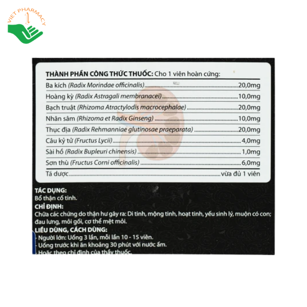 Thuốc Bổ thận hoàn Tùng Lộc bổ thận cố tinh, cải thiện yếu sinh lý (Hộp 1 lọ x 282 viên) - Ảnh 4