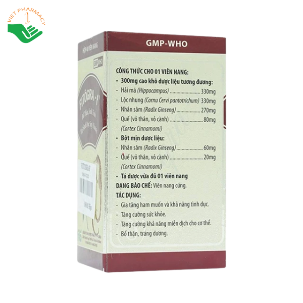 Thuốc Fitôgra-F Fito Pharma bổ thận, tráng dương, trị sinh dục suy nhược (Chai 40 viên) - Ảnh 4