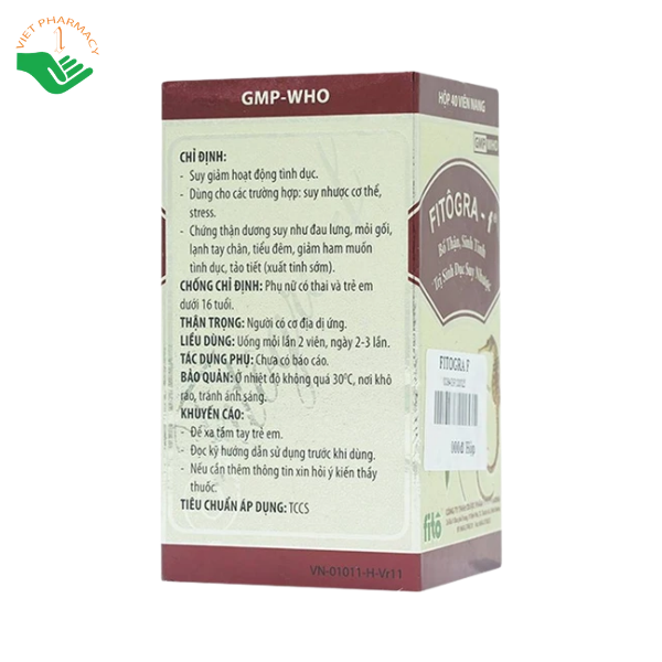 Thuốc Fitôgra-F Fito Pharma bổ thận, tráng dương, trị sinh dục suy nhược (Chai 40 viên) - Ảnh 3