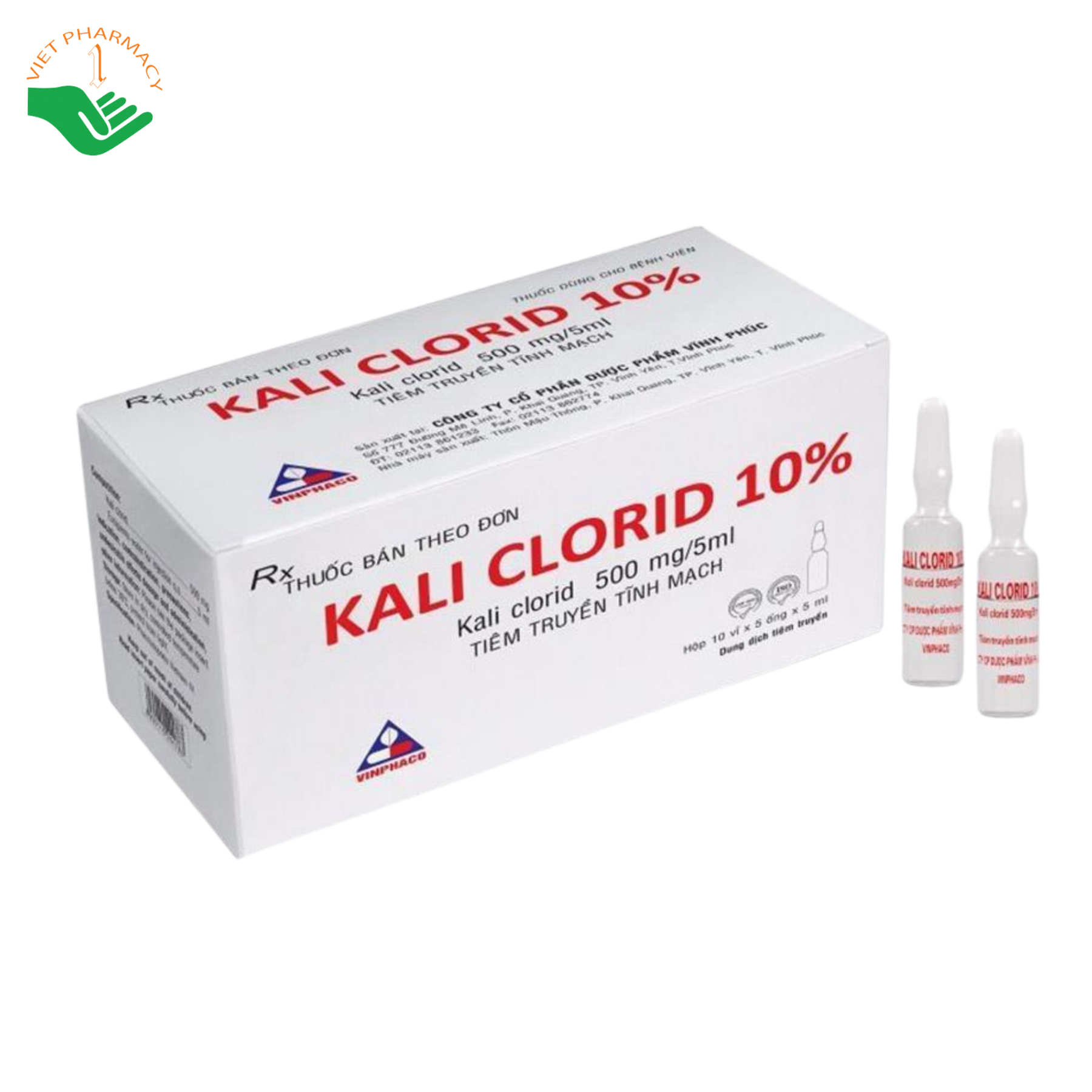Thuốc tiêm Kali Clorid 10% Vinphaco điều trị và phòng ngừa giảm kali huyết (Hộp 10 vỉ x 5 ống x 5ml) - Ảnh 8
