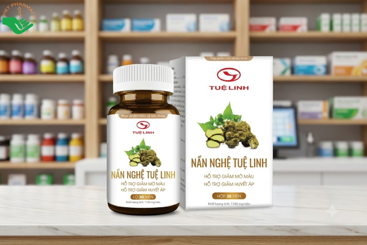 Viên uống Nần Nghệ Tuệ Linh hỗ trợ giảm huyết áp, mỡ (hộp 30 viên)