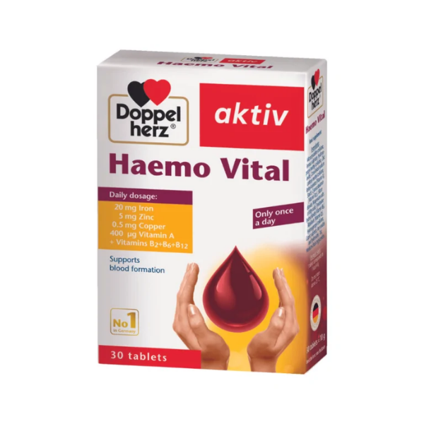 Viên uống Haemo Vital Doppelherz hỗ trợ bổ sung sắt và các vi chất thiết yếu (Hộp 30 viên)