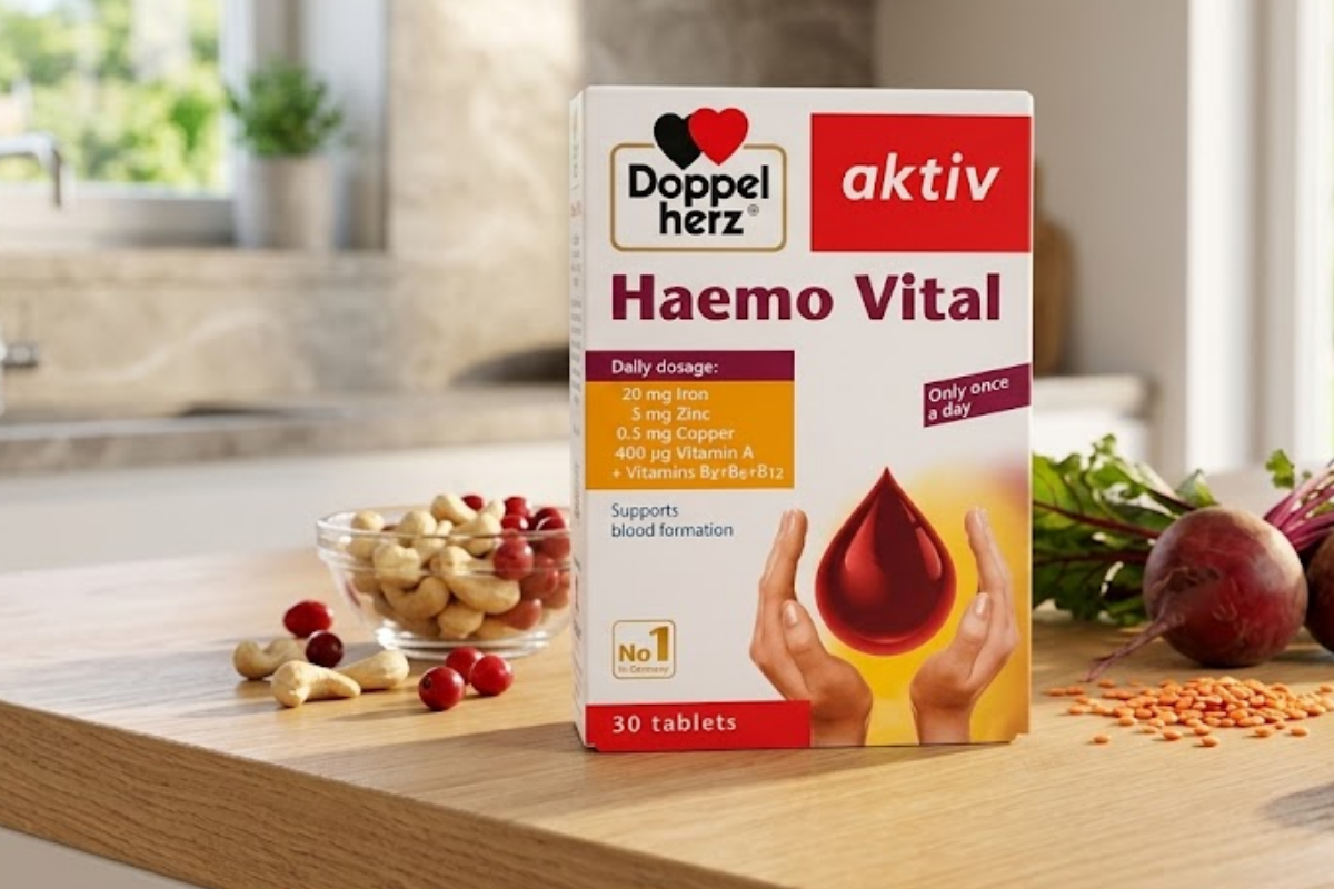 Viên uống Haemo Vital Doppelherz hỗ trợ bổ sung sắt và các vi chất thiết yếu (Hộp 30 viên)