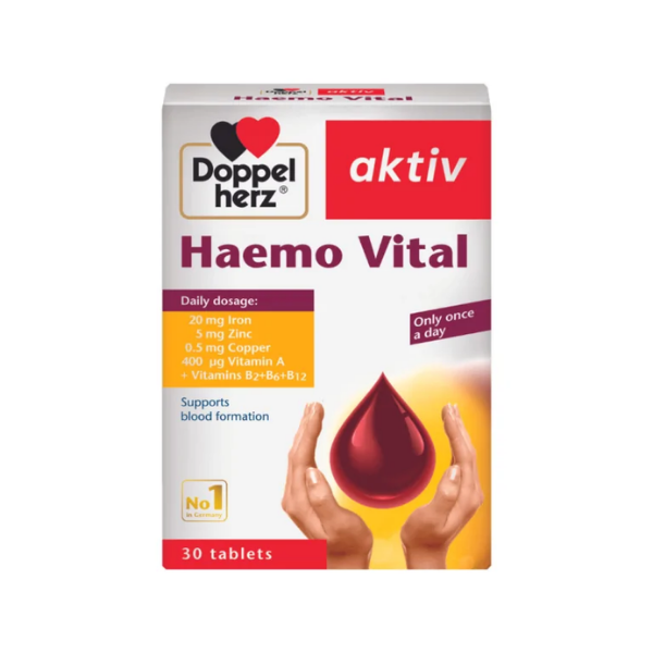 Viên uống Haemo Vital Doppelherz hỗ trợ bổ sung sắt và các vi chất thiết yếu (Hộp 30 viên)