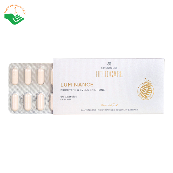 Viên uống Heliocare Luminance Cantabria Labs hỗ trợ sáng da, chống oxy hóa (Hộp 60 viên)