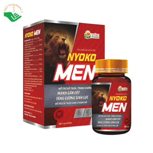 Viên uống Nyoko Men Nyoko Pharm hỗ trợ bổ thận, tráng dương, tăng cường sinh lực (Hộp 1 lọ x 30 viên)