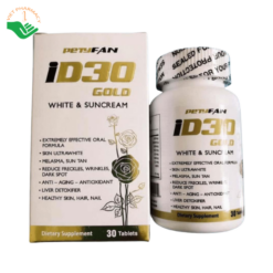 Viên uống Petyfan iD30 Gold White & Suncream Tusa Pharma hỗ trợ giảm thâm nám, làm sáng da (Hộp 30 viên)
