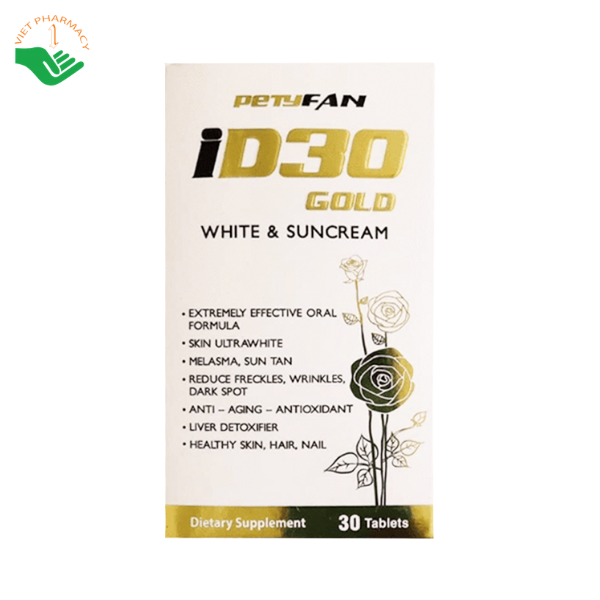 Viên uống Petyfan iD30 Gold White & Suncream Tusa Pharma hỗ trợ giảm thâm nám, làm sáng da (Hộp 30 viên) - Ảnh 2