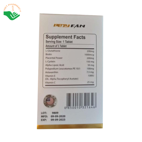 Viên uống Petyfan iD30 Gold White & Suncream Tusa Pharma hỗ trợ giảm thâm nám, làm sáng da (Hộp 30 viên) - Ảnh 3