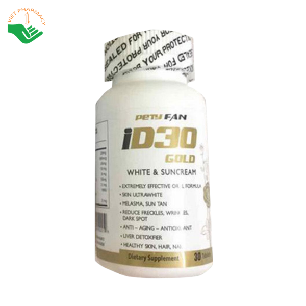 Viên uống Petyfan iD30 Gold White & Suncream Tusa Pharma hỗ trợ giảm thâm nám, làm sáng da (Hộp 30 viên) - Ảnh 5