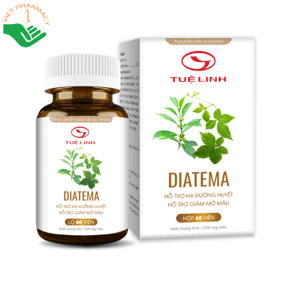 Viên uống DIATEMA hỗ trợ hạ đường huyết giảm mỡ máu (lọ 60 viên)