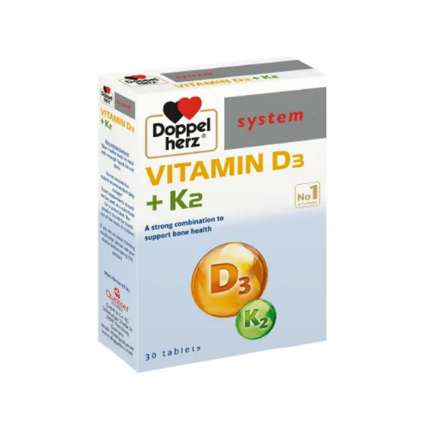 Viên uống TPBVSK Doppelherz system Vitamin D3 K2 tăng cường khả năng hấp thu canxi vào xương (Hộp 30 viên)