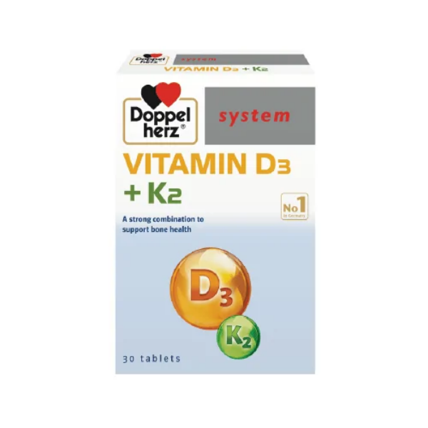 Viên uống TPBVSK Doppelherz system Vitamin D3 K2 tăng cường khả năng hấp thu canxi vào xương (Hộp 30 viên)