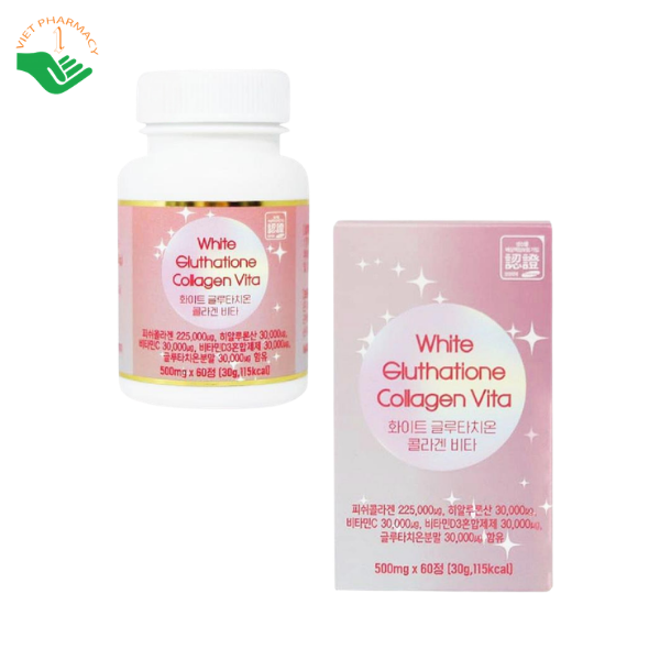 Viên uống White Glutathione Collagen Vita Samsung Pharm hỗ trợ làm sáng, cấp ẩm và tăng đàn hồi da (Hộp 60 viên) - Ảnh 2